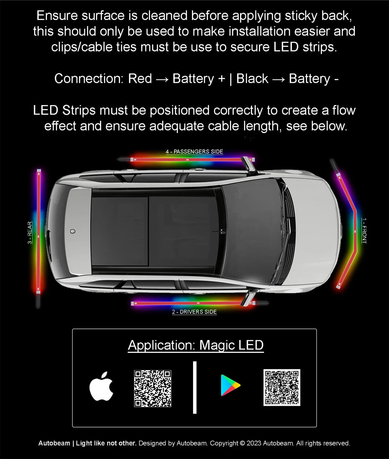 LED Ambient Car Underglow Kit by Autobeam - Standard Size