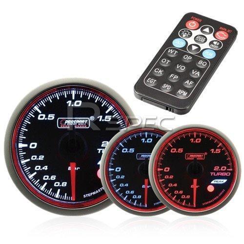 Prosport 52mm Turbo Boost Gauge BAR Smoked Stepper with Remote Control