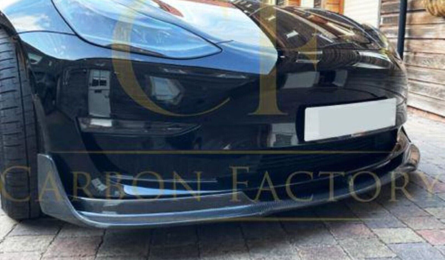 Carbon Fibre Front Splitter V Style Tesla Model 3 2016-Present Carbon Factory