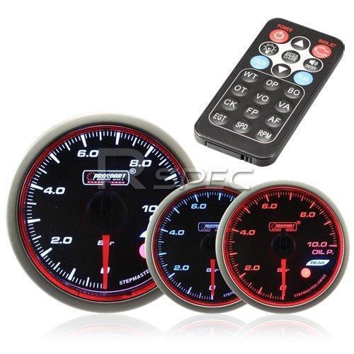 Prosport 60mm Oil Pressure Gauge BAR Smoked Stepper with Remote Control