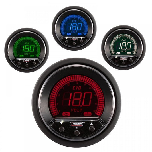 Prosport Evo 52mm LCD DC Volts Voltage Gauge 4 colour with peak and warning