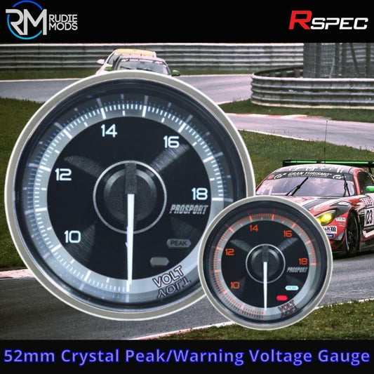 R-SPEC 52mm Crystal Peak/Warning Voltage Gauge Car Gauge