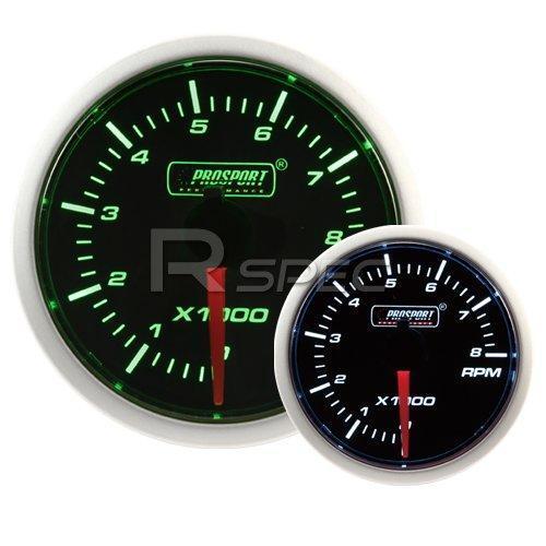 Prosport 52mm Super Smoked Green / White RPM Revs Petrol 0-10000RPM Gauge