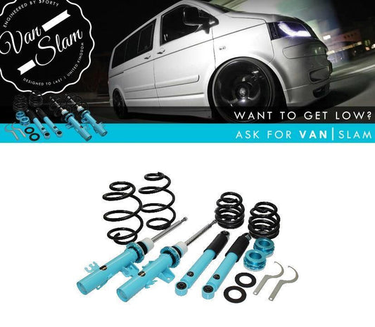 VanSlam VW Transporter T5 T26 T28 T30 Coilover Lowering Suspension Kit 40-70mm