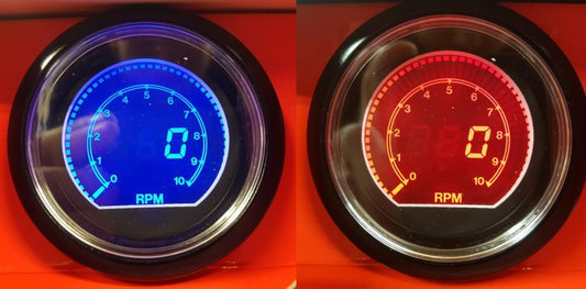 60mm EVO Car Tach RPM 10000RPM Gauge Gauge Red and Blue LCD Digital Display