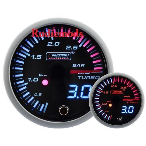 Prosport Diesel 52mm JDM Stepper Motor Warning Boost Gauge 0-3 Bar