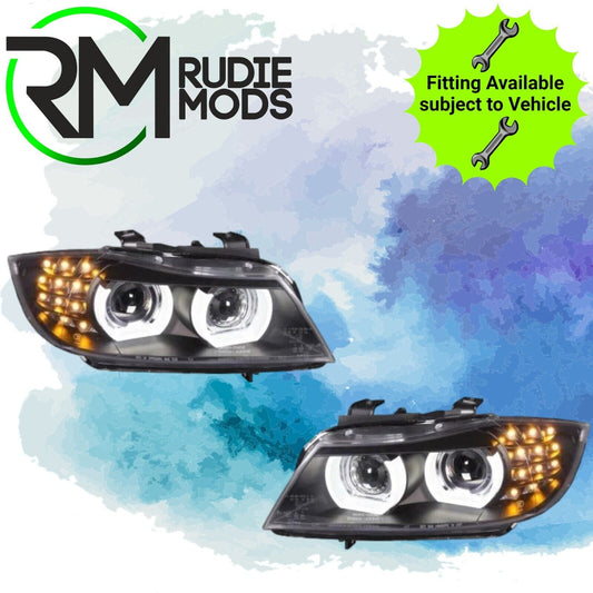 Black LED 3D DRL Daylight Running Lights BMW 3 Series E90 and E91 2009-2012 LCI