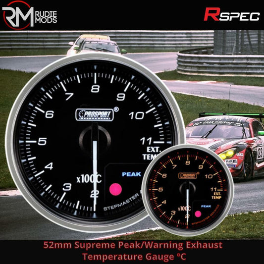 R SPEC 52mm Supreme Peak/Warning Exhaust Temperature Car Gauge ºC