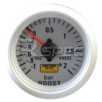 Car 52mm Silver Faced Turbo Boost Gauge 2 BAR