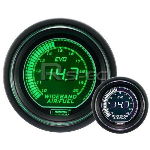 Prosport 52mm EVO Car Wideband Air Fuel Ratio Green White LCD Digital Display