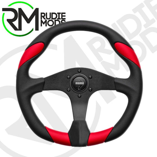 CAR STEERING WHEEL - BLACK AND RED AIRLEATHER Ø350mm MOMO QUARK VQUARK350REDR