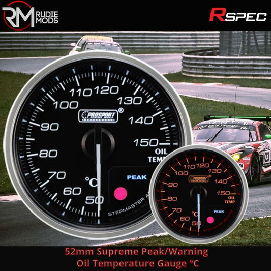 R SPEC 52mm Supreme Peak/Warning Oil Temperature Gauge ºC