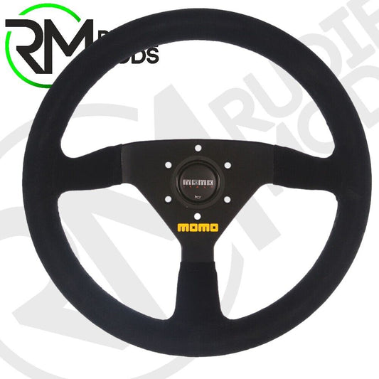 CAR STEERING WHEEL HORN RACING BLACK SUEDE MOMO MOD.69 Ø350mm M11111693521R