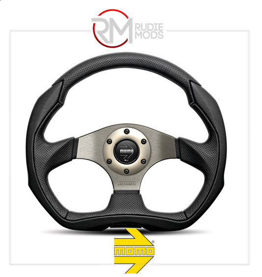 Official MOMO EAGLE STEERING WHEEL - BLACK LEATHER Ø350mm VEAGLE35CBLKL