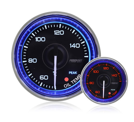 52mm Crystal Blue Peak/Warning Oil Temperature Gauge °C