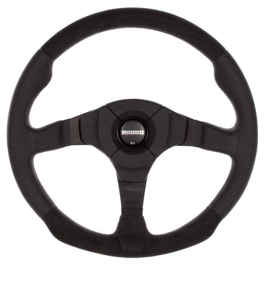 GENUINE Momo Dark Fighter Steering Wheel 350mm Black Leather