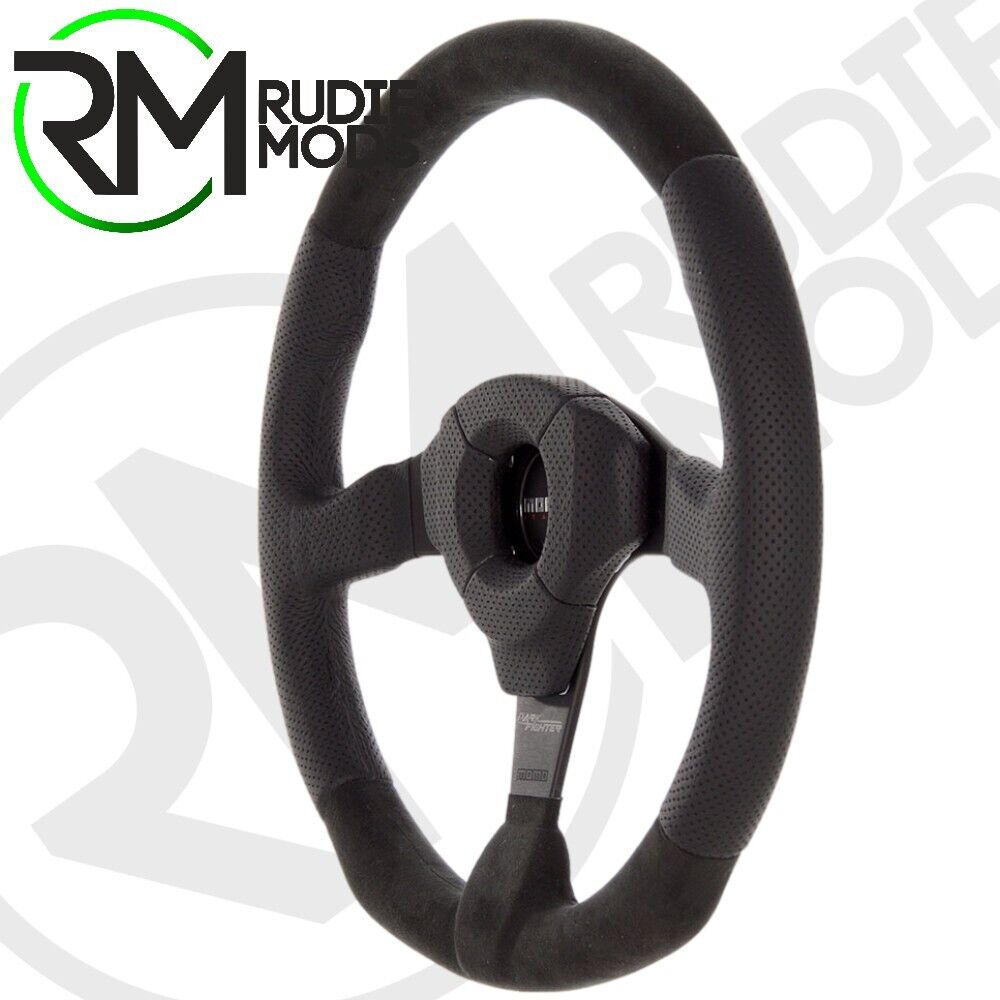 CAR STEERING WHEEL BLACK LEATHER/ALCANTARA MOMO DARK FIGHTER VDKFIGHT35BKR