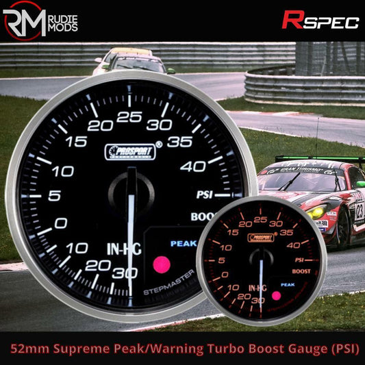 R SPEC 52mm Supreme Peak/Warning Turbo Boost Gauge (PSI)