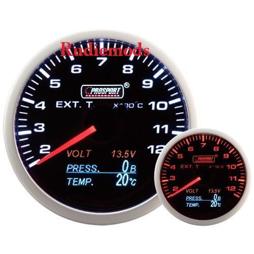 Prosport 60mm 4-1 Multi Gauge - Exhaust Temp, Oil Pressure, Temp, Volt