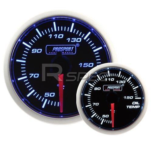 Prosport 52mm Super Smoked Blue / White Oil Temperature Deg C gauge