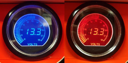 60mm EVO Car Voltage 8-18v Gauge Red and Blue LCD Digital Display