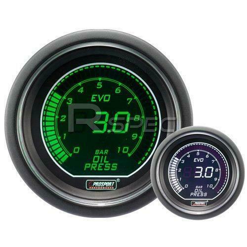 GENUINE-Prosport-52mm-Evo-Green-White-Display-LCD-Digital-Oil-Pressure-Gauge-BAR