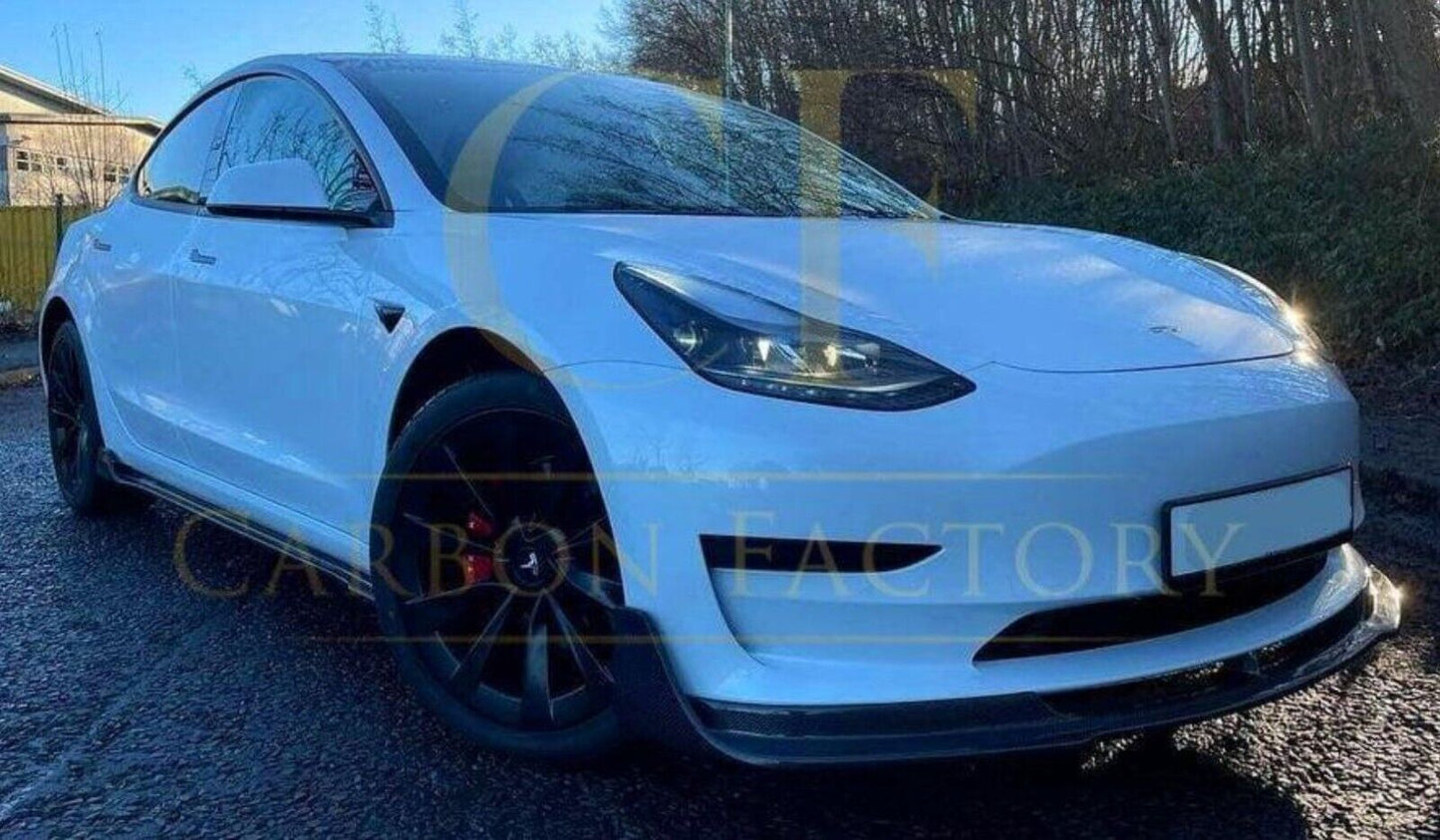 Carbon Fibre Front Splitter V Style Tesla Model 3 2016-Present Carbon Factory