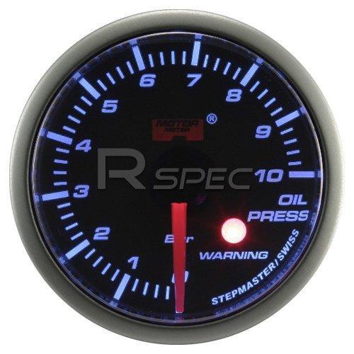 Car 52mm Smoked Blue 52mm Stepper Motor Oil Pressure BAR with warning