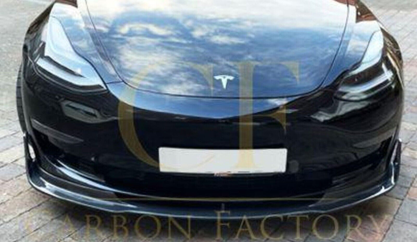 Carbon Fibre Front Splitter V Style Tesla Model 3 2016-Present Carbon Factory