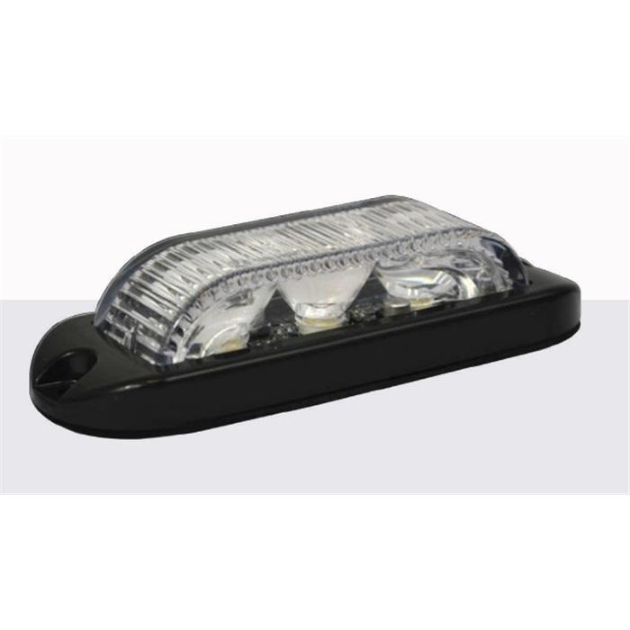 3 LED Car Van Truck Warning Light Surface Mount White Wide Angle