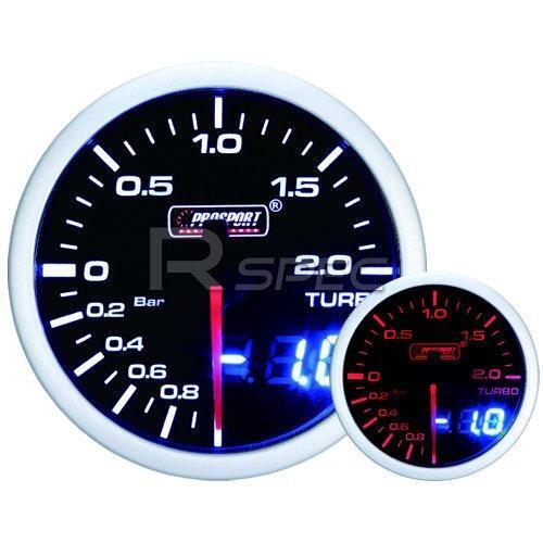 Prosport 52mm Smoked White Amber Boost BAR Gauge with Dual Display