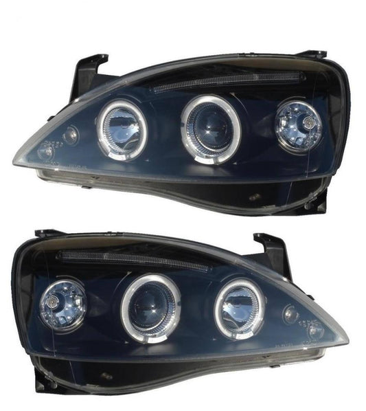 Vauxhall Corsa C 2000-2006 Angel Eyes Black Twin Headlights