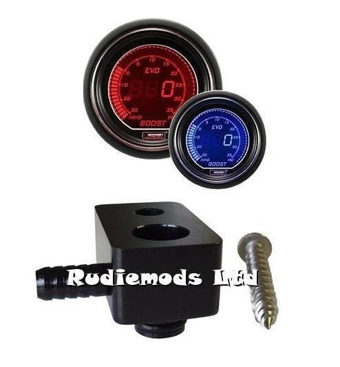 Ford Fiesta ST180 52mm Prosport EVO Boost Gauge PSI and fitting adaptor RD BL