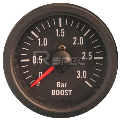 Black 52mm Car Diesel Boost Gauge 3 BAR clear lens Mechanical
