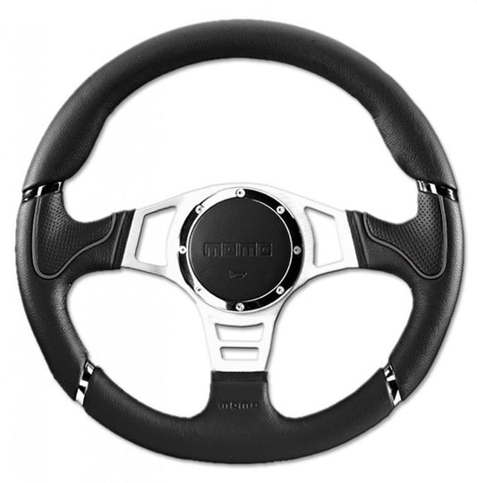 Momo Steering Wheel Millenium Sport 350mm Black Leather with grey accents