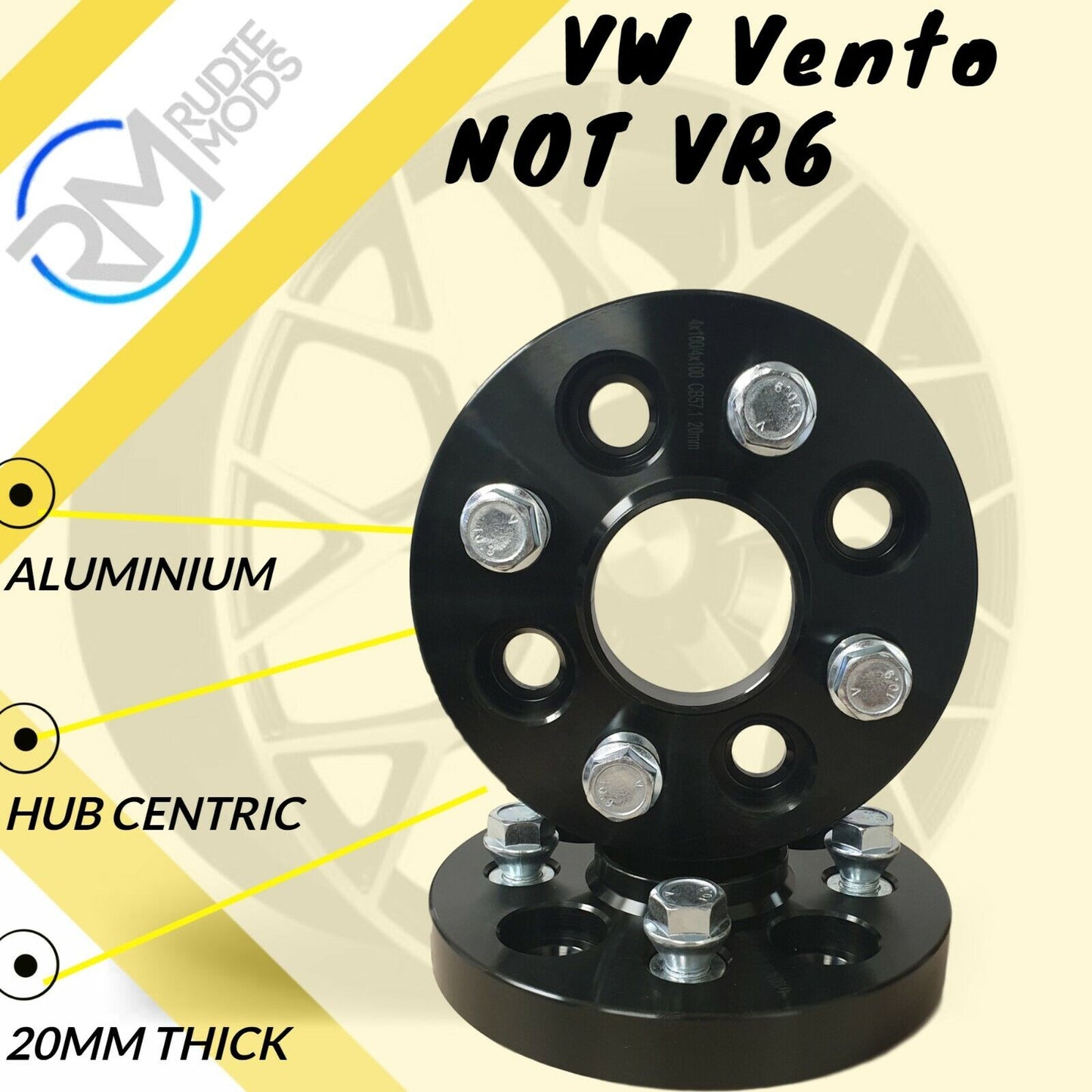 BLACK VW Vento NOT VR6 4x100 20mm Hubcentric Wheel spacers 1 pair inc bolts