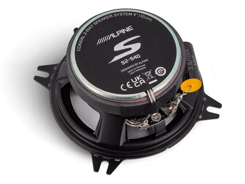 Alpine 4" 45 W Coaxial Speakers S2-S40 PAIR Hi-Res Certified