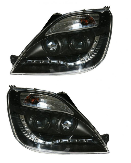 Ford Fiesta Mk6 Mk6.5 02-08 all models Black Projector DRL R8 Headlights