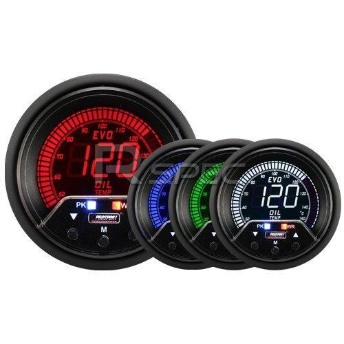 Prosport Evo 60mm LCD Oil Temp Deg C Gauge 4 colour with peak and warning