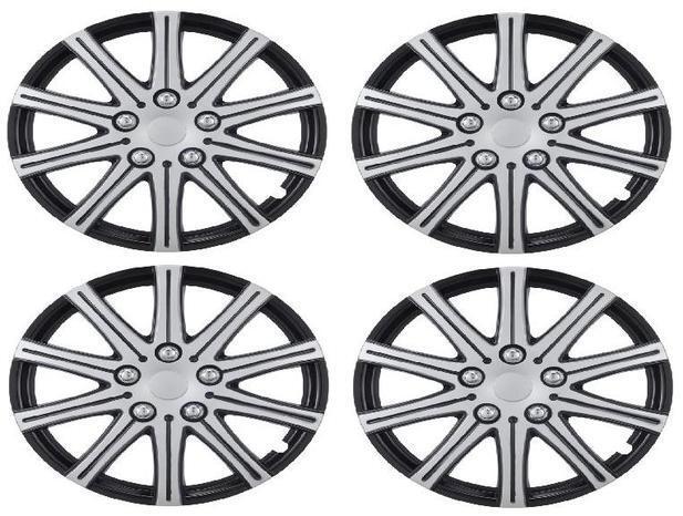 15" GLOSS BLACK  & SILVER CAR WHEEL TRIMS COVERS