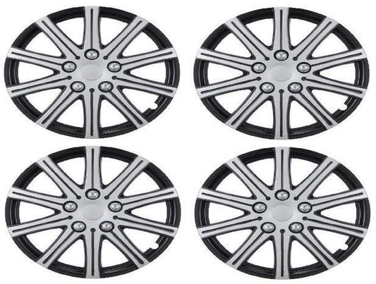 15" GLOSS BLACK  & SILVER CAR WHEEL TRIMS COVERS