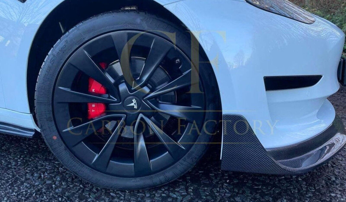 Carbon Fibre Front Splitter V Style Tesla Model 3 2016-Present Carbon Factory
