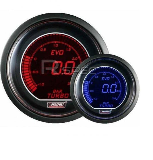 Prosport 52mm EVO Car Boost Gauge PSI Red Blue LCD Digital Display