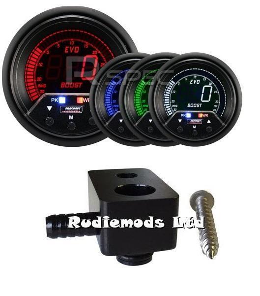 Ford Fiesta ST180 60mm Peak Warning Boost Gauge PSI and fitting adaptor