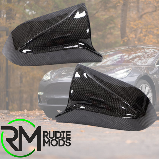 Tesla Model 3 2016+ Carbon Factory V Style Carbon Fibre Mirror Covers