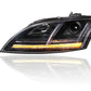 Audi TT 2006-2009 8J Black LED DRL Headlights Sequential Indicator