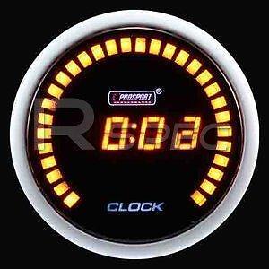 Prosport 52mm Black Digital Clock Gauge with AMBER time display
