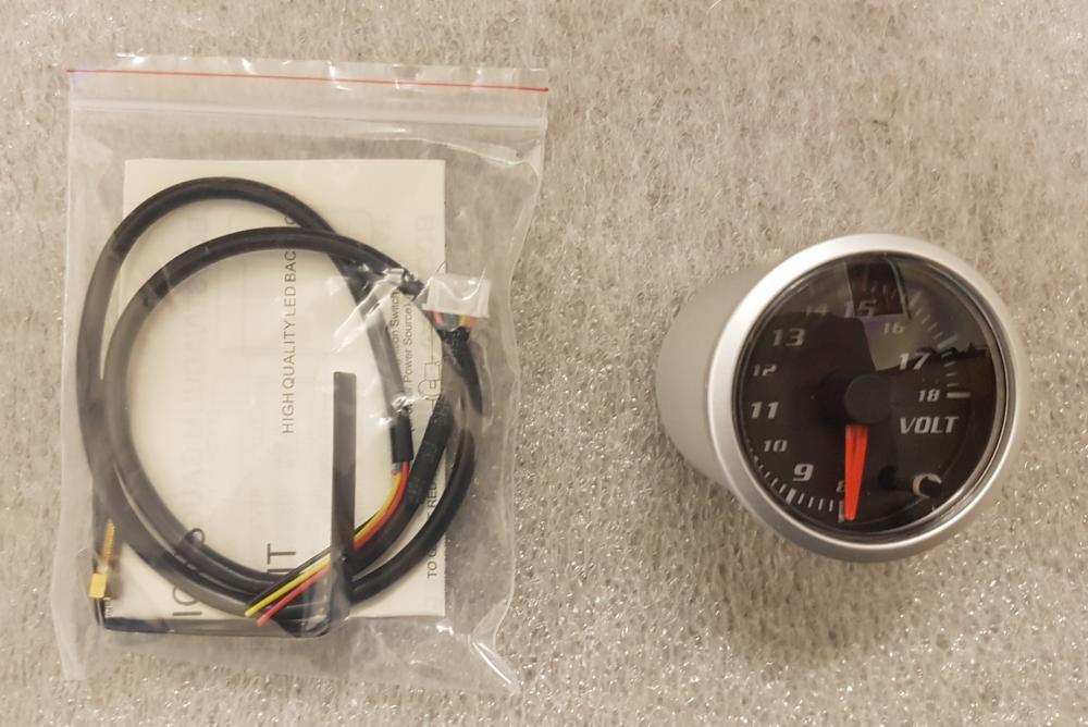 52mm Multi Colour Voltage 8v - 18v Gauge Clear Lens Black Face Car