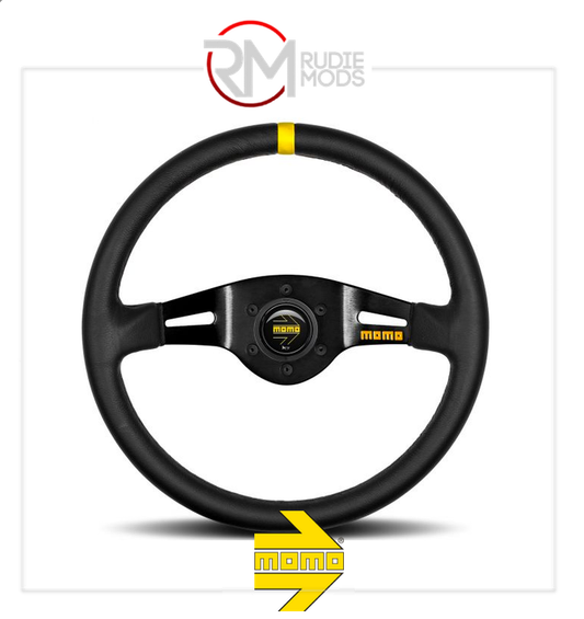 GENUINE Momo Model 03 Steering Wheel BLACK SPOKE/BLACK LEATHER Ø350mm M111504052
