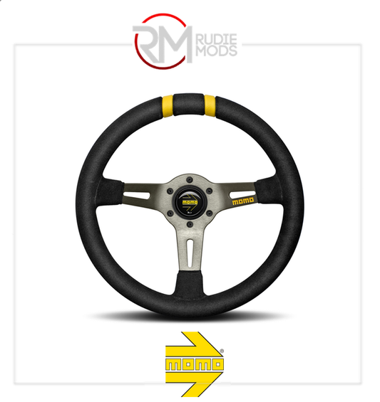 Official MOMO DRIFTING STEERING WHEEL - BLACK SUEDE YELLOW Ø330mm VRDRIFT33BLKL